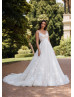 Beaded Ivory Lace Tulle V Back Dreamy Wedding Dress